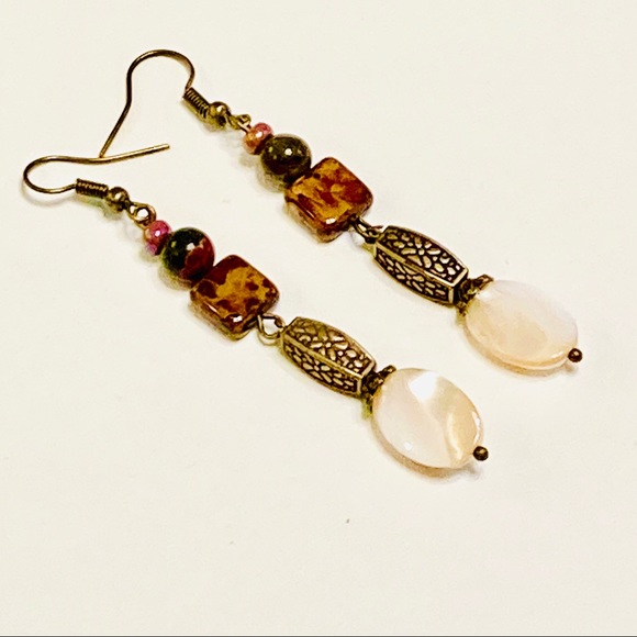 Natural Mother-of-Pearl Mixed-Media Earrings - Picture 5 of 9